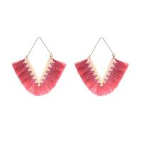 Zinc Alloy Tassel Earring, with Cotton Thread, plated, folk style & for woman 