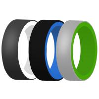 Silicone Finger Ring, three pieces & Unisex & two tone, mixed colors, 8*2mm 