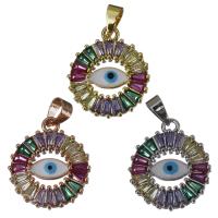 Brass Pendant, plated, evil eye pattern & enamel & with cubic zirconia Approx 
