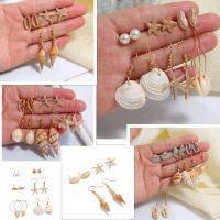 Zinc Alloy Earring Set, Stud Earring & earring, with ABS Plastic Pearl & Shell, plated & for woman 