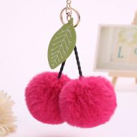 Plush Key Clasp, with PU Leather & Zinc Alloy, Cherry, for woman 80mm 