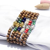 Wood Bracelets, with Gemstone, Buddha, fashion jewelry & Unisex 6mm .5 Inch 