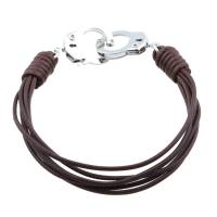Iron Bracelet, with Waxed Nylon Cord, silver color plated, Unisex, purple, nickel, lead & cadmium free, 215mm 