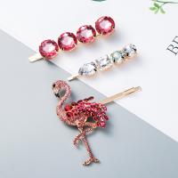 Hair Slide, Zinc Alloy, plated, fashion jewelry & for woman & with rhinestone, golden 