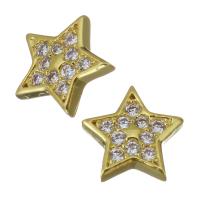 Composants de bijoux en laiton, étoile, Placage de couleur d'or, pavé de micro zircon Vendu par PC
