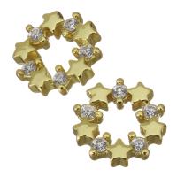Composants de bijoux en laiton, Placage de couleur d'or, pavé de micro zircon Environ 4mm, Vendu par PC