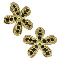 Composants de bijoux en laiton, fleur, Placage de couleur d'or, pavé de micro zircon Vendu par PC