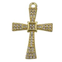 Brass Cross Pendants, gold color plated, fashion jewelry & micro pave cubic zirconia Approx 1.5mm 