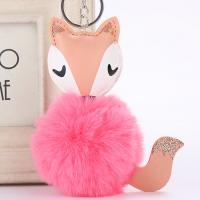 Plush Key Clasp, with PU Leather & Zinc Alloy, Fox, cute & for woman 