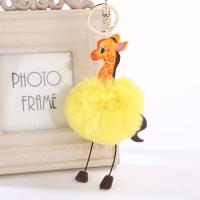 Plush Key Clasp, with PU Leather & Zinc Alloy, Giraffe, printing, cute & dyed & for woman 
