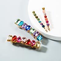 Hair Slide, Zinc Alloy, with Crystal, plated, 4 pieces & fashion jewelry & for woman, multi-colored 