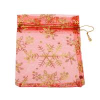 Organza Jewelry Pouches Bags, Christmas Design & multifunctional 120*100mm, Approx 