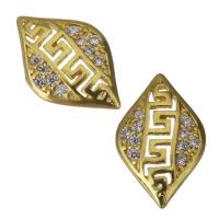 Composants de bijoux en laiton, Placage de couleur d'or, pavé de micro zircon & creux Vendu par PC