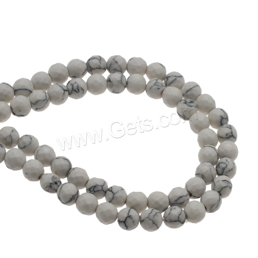 Perles en Turquoise synthétiques, Rond, normes différentes pour le choix, blanc, Trou:Environ 1.5mm, Vendu par brin