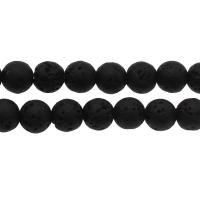 Natural Lava Beads, Round black Approx 0.5mm 