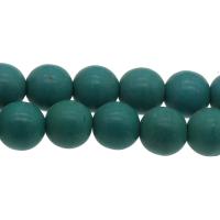 Synthetische Türkis Perlen, rund, grün, 14mm, Bohrung:ca. 1mm, ca. 25PCs/Strang, verkauft von Strang