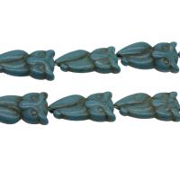 Bolas turquesas sintéticos, Turquesa sintético, Búho, Azul Celeste, 24.5x13x6mm, agujero:aproximado 1.2mm, aproximado 15PCs/Sarta, Vendido por Sarta