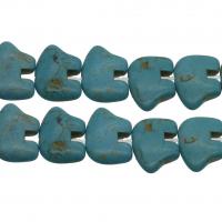 Synthetische Türkis Perlen, himmelblau, 17x12x4mm, Bohrung:ca. 0.5mm, ca. 29PCs/Strang, verkauft von Strang
