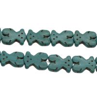 Synthetische Türkis Perlen, Bär, himmelblau, 19.5x14.5x4mm, Bohrung:ca. 1mm, ca. 18PCs/Strang, verkauft von Strang