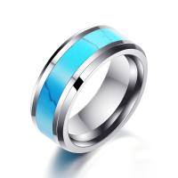 Stainless Steel Finger Ring, with turquoise, plated, Unisex skyblue 
