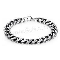 Stainless Steel Bracelet, plated, fashion jewelry & for man, silver color, 11mm Approx 8.66 Inch 