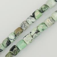 Green Grass Stone Beads, Square, DIY Approx 16 Inch 