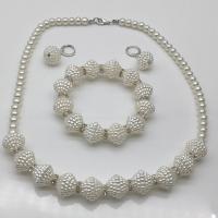 Conjuntos de joyería de la resina, pendiente de gota del pendiente & pulsera & collar, con Perlas plásticas, Ajustable & para mujer, 485mm,30*15mm,75mm, longitud:19.4 Inch, Vendido por Set