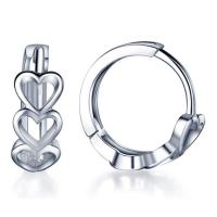 Sterling Silver Huggie Hoop Earring, 925 Sterling Silver, Heart, platinum plated, fashion jewelry & hypo allergic & for woman, 12mm 