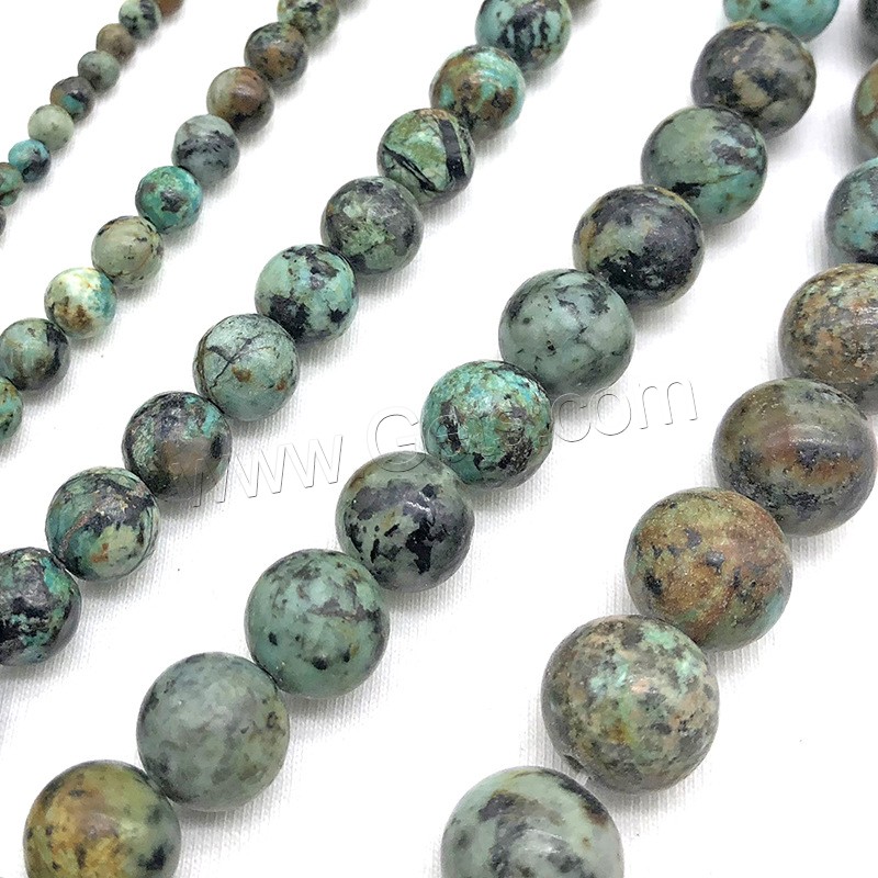Naturelles perles Turquoise africaines, turquoise africaine naturelle, Rond, poli, DIY & normes différentes pour le choix, Trou:Environ 1mm, Vendu par brin