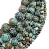 Naturelles perles Turquoise africaines, turquoise africaine naturelle, Rond, poli, DIY & normes différentes pour le choix Environ 1mm, Vendu par brin