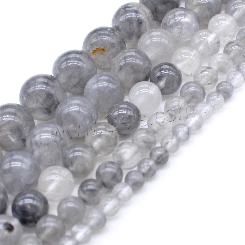 perle en quartz gris naturel, Cristal gris, Rond, DIY & normes différentes pour le choix, plus de couleurs à choisir, Trou:Environ 1mm, Vendu par brin