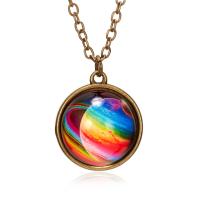 Zinc Alloy Necklace, with Glass, plated, time gem jewelry & Unisex & oval chain, mixed colors Approx 19.68 Inch 