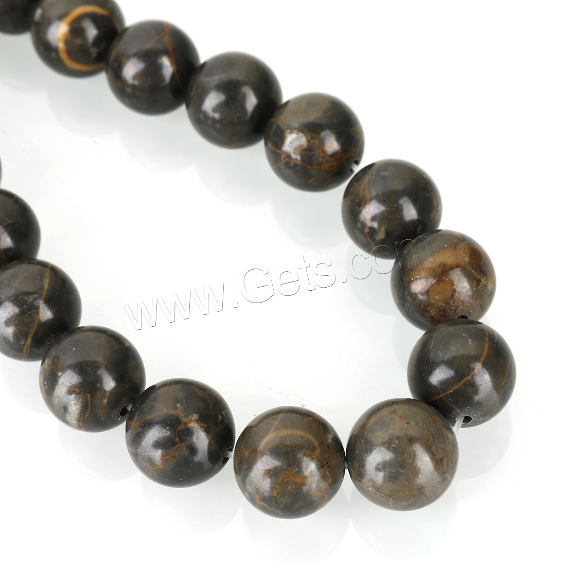 Picture Jasper Beads, Round, different size for choice, black, Length:Approx 16 Inch, Sold By Strand