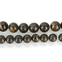 Landschafts-Jaspis Perlen, Bild Jaspis, rund, verschiedene Größen vorhanden, schwarz, Länge:ca. 16 ZollInch, verkauft von Strang