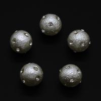 Acrylic Jewelry Beads, Round, with rhinestone, silver color, 12mm Approx 1.5mm, Approx 