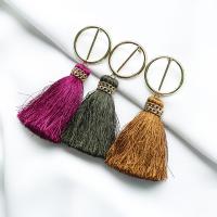 Zinc Alloy Tassel Earring, with Polyester, plated, fashion jewelry & for woman, mixed colors, 65mmuff0c35mm,100mm 