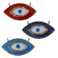 Brass Pendant, Evil Eye, gold color plated, micro pave cubic zirconia & enamel & double-hole Approx 1.5mm 