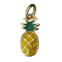 Brass Fruit Pendants, Pineapple, gold color plated, fashion jewelry & enamel Approx 3mm 