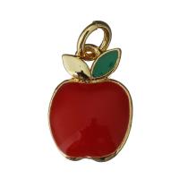 Brass Fruit Pendants, Apple, gold color plated, fashion jewelry & enamel Approx 3mm 