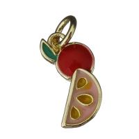 Brass Fruit Pendants, gold color plated, fashion jewelry & enamel Approx 3mm 