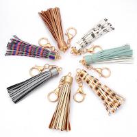 PU Leather Key Chain, with Zinc Alloy, Tassel, gold color plated 170mm 