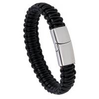 Faux Leather Bracelet, with Stainless Steel, plated, fashion jewelry & Unisex 14mm Approx 8.66 Inch 