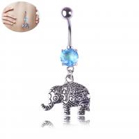 Stainless Steel Belly Ring, with Cubic Zirconia, for woman 