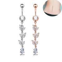 Stainless Steel Belly Ring, Titanium Steel, with Cubic Zirconia, for woman 