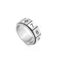 Stainless Steel Finger Ring, 316L Stainless Steel, plated, rotatable & Unisex & with number pattern metallic color plated 