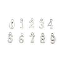 Zinc Alloy Alphabet Pendants, Number, plated, random style Approx 1.8mm, Approx 