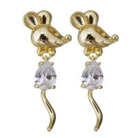 Cubic Zircon Brass Earring, gold color plated, fashion jewelry & for woman & with cubic zirconia  33.5mm,0.8mm 