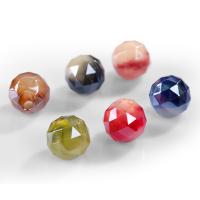 Faceted Lampwork Beads, Round, UV plating, random style, mixed colors, 20mm Approx 2mm 