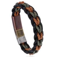 Faux Leather Bracelet, with Stainless Steel, plated, fashion jewelry & Unisex, 14mm Approx 8.85 Inch 