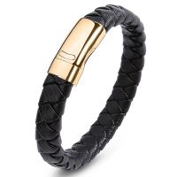 PU Leather Cord Bracelets, Stainless Steel, with PU Leather, for man 